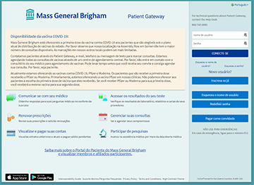 Patient Gateway login screen